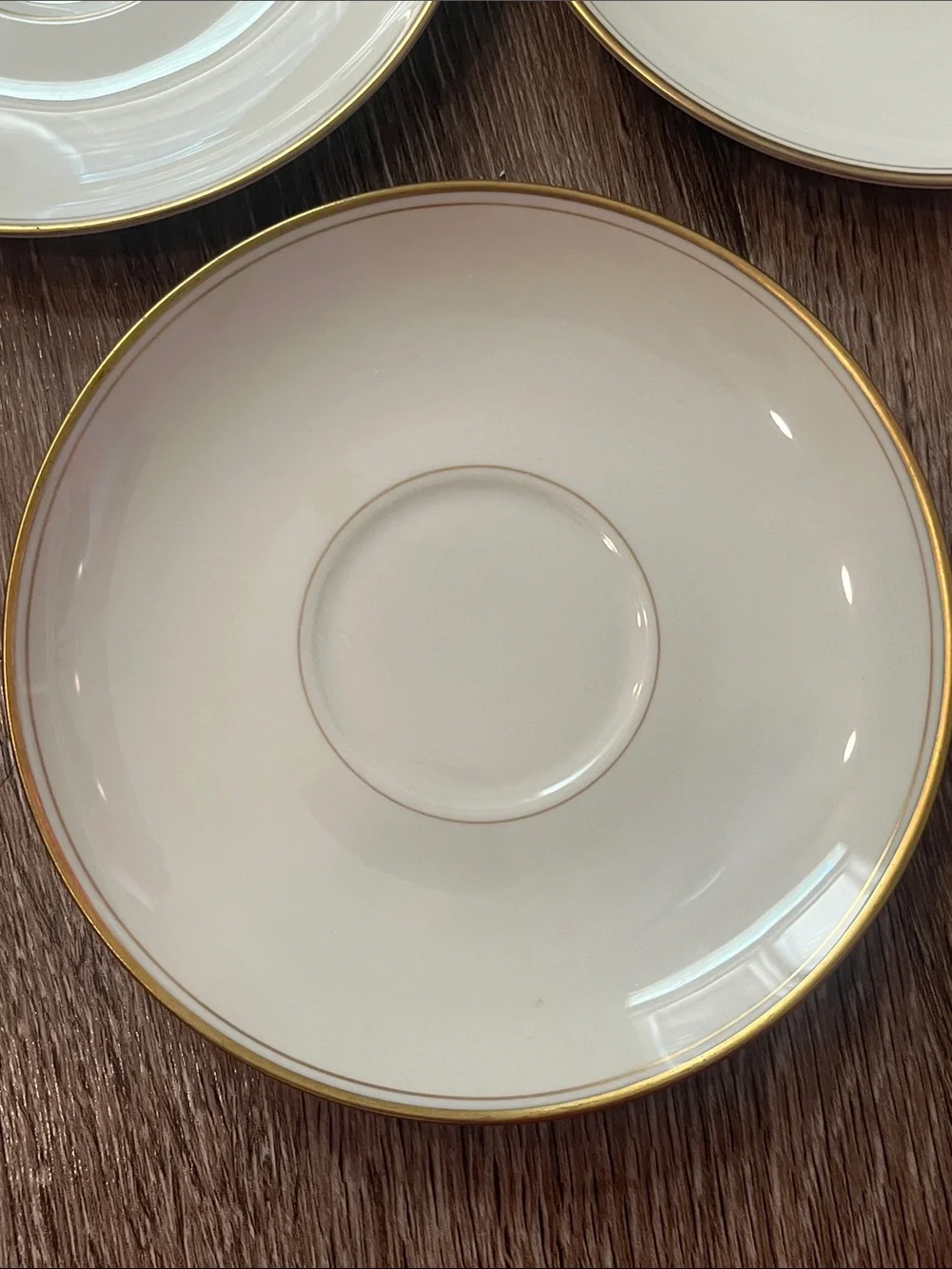 Vintage Franciscan Porcelain Saucers with Gold Rim - Set of 7